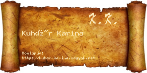 Kuhár Karina névjegykártya